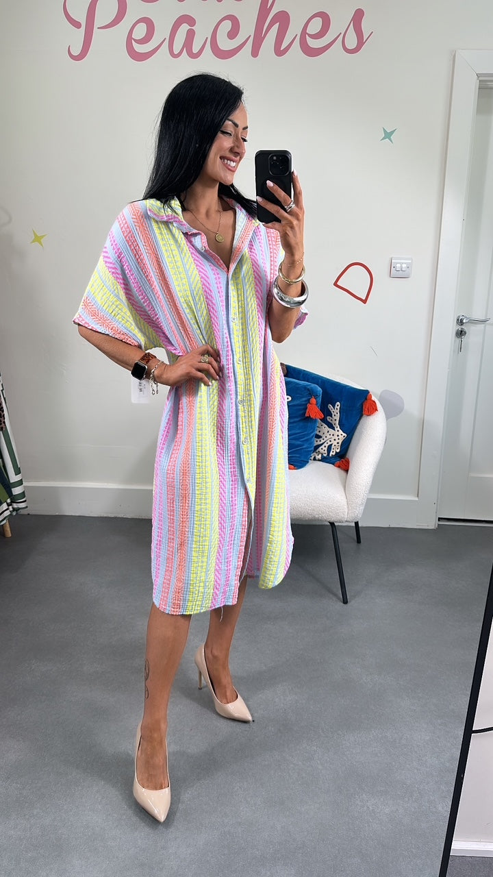 Colourful Long Shirt Dress