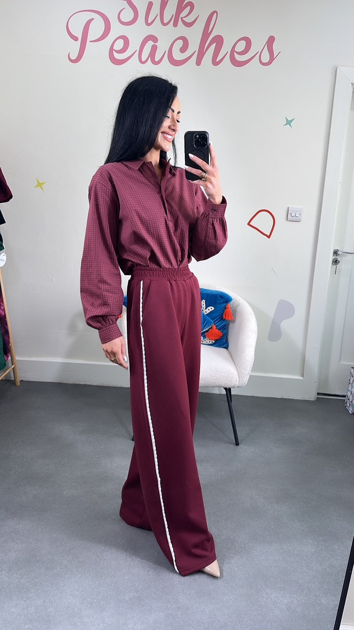 Kate Burgundy Track Bottoms