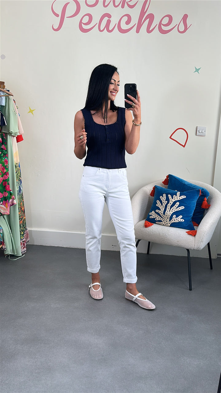 White Skinny Mom Jean