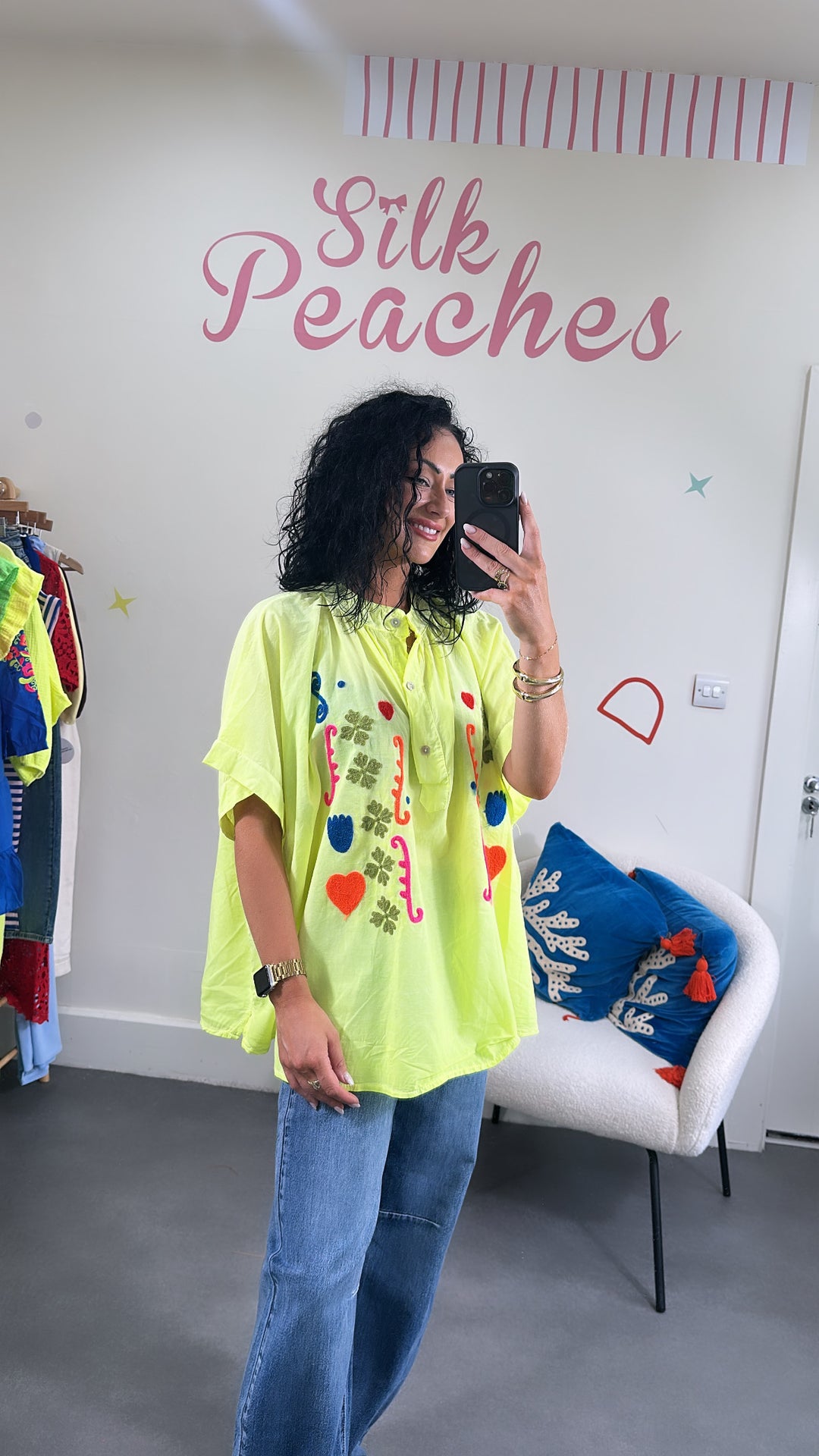 Neon Yellow Embroidered Shirt