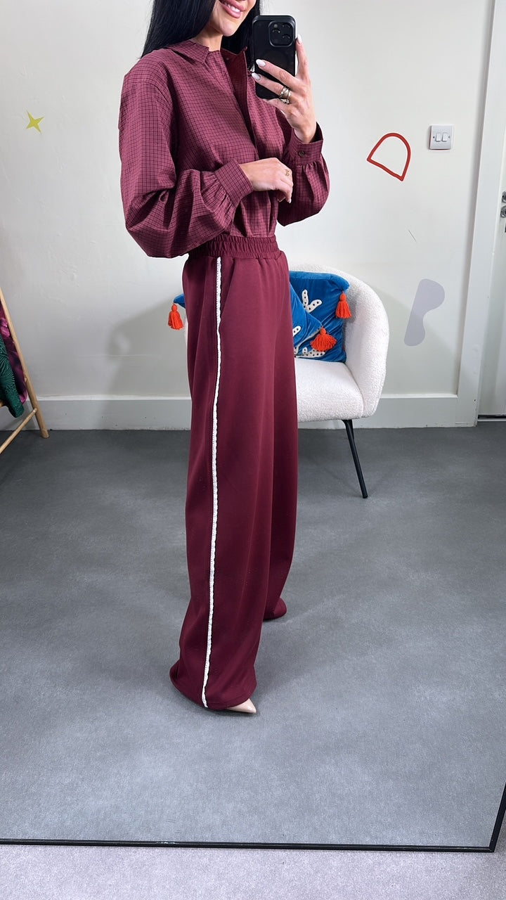 Kate Burgundy Track Bottoms