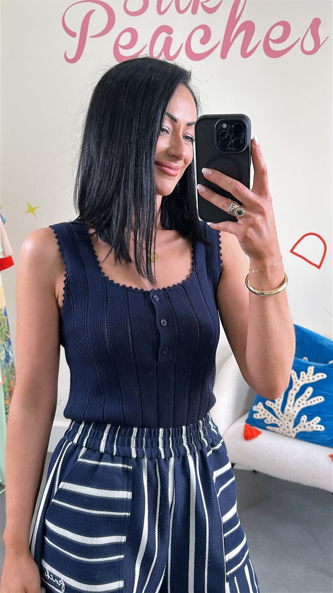 Navy Dundee Knit Top