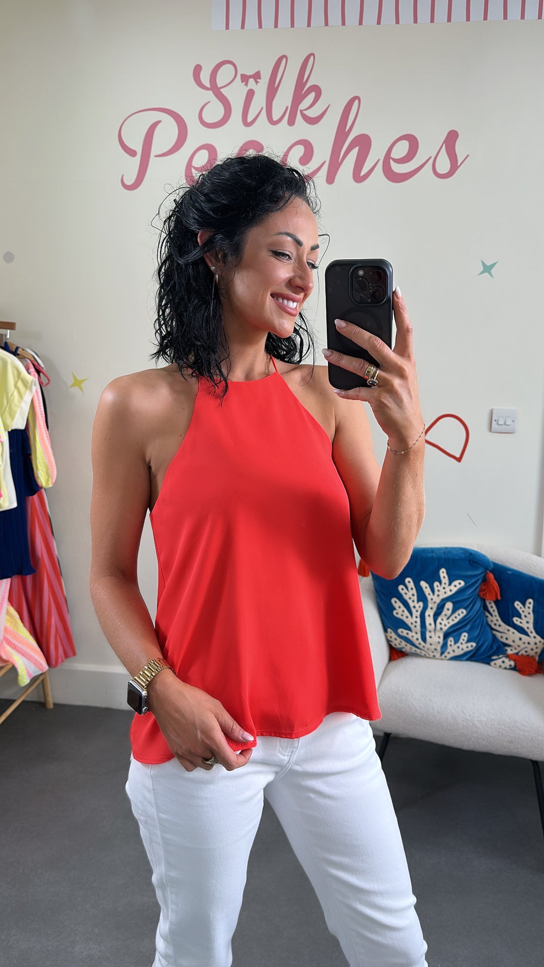 Coral Neon Strappy Top