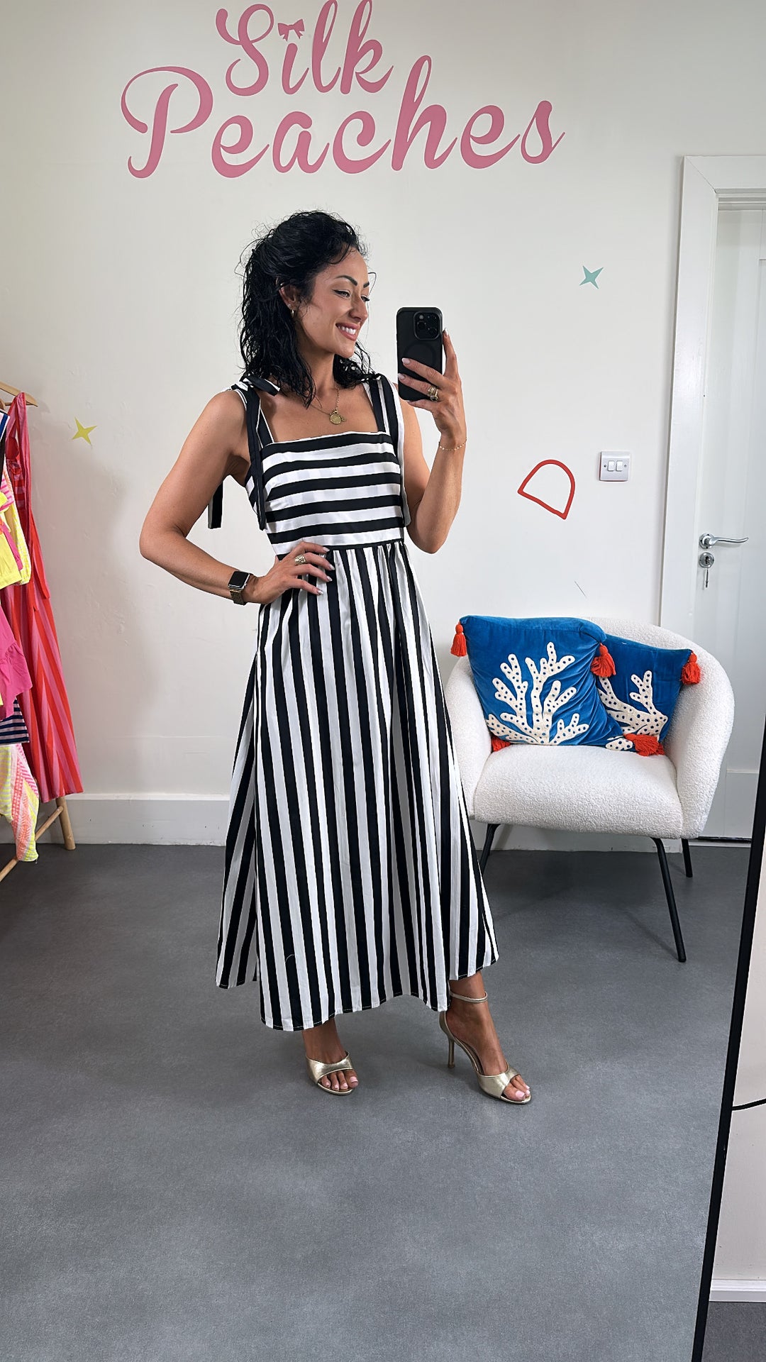 Monochrome Striped Maxi Dress