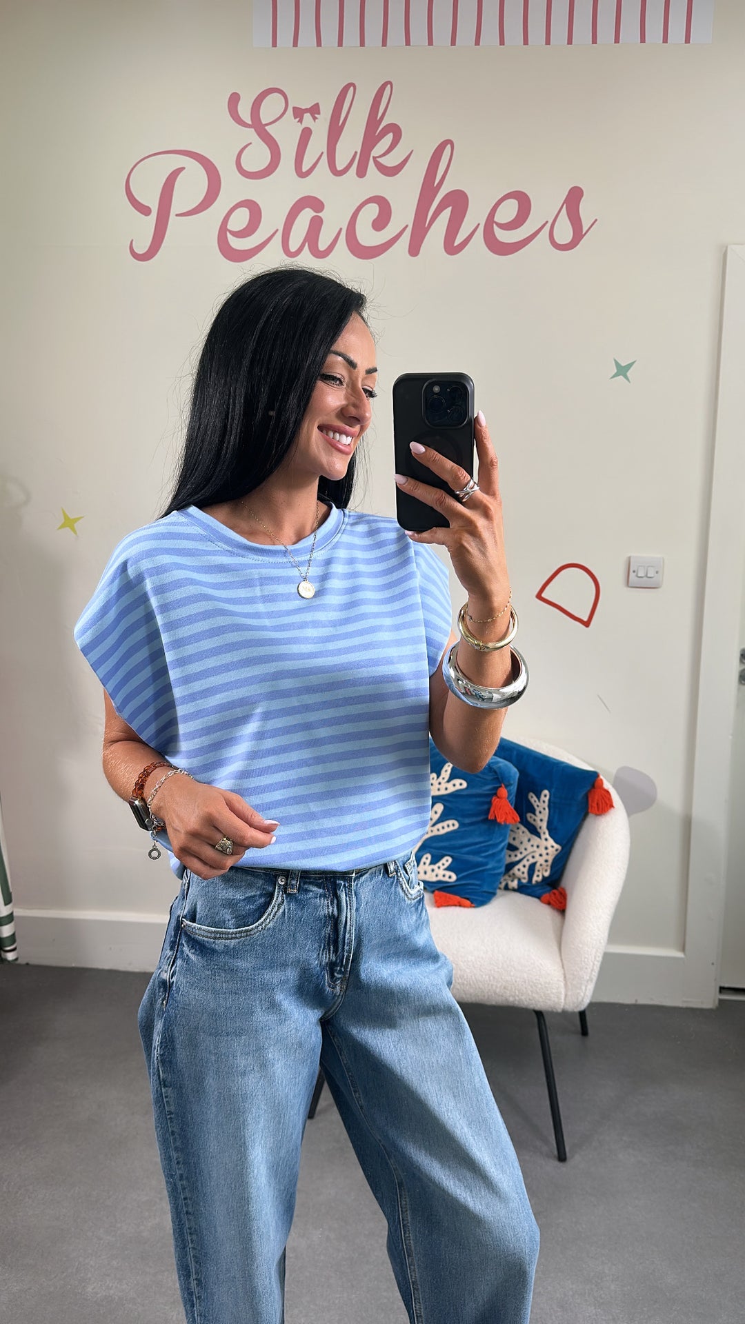 Mixed Blue Structured Top