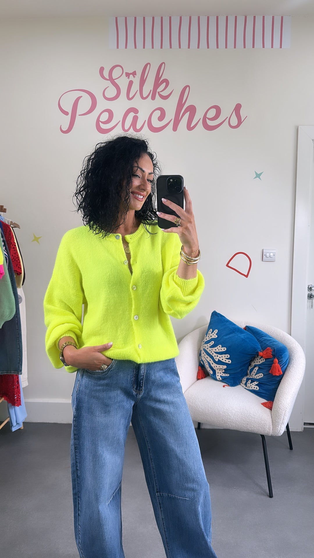 Neon Yellow Fine Knit Cardigan