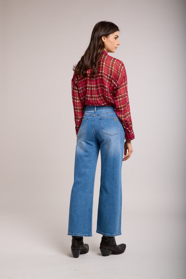 Wide Leg Belted Jeans