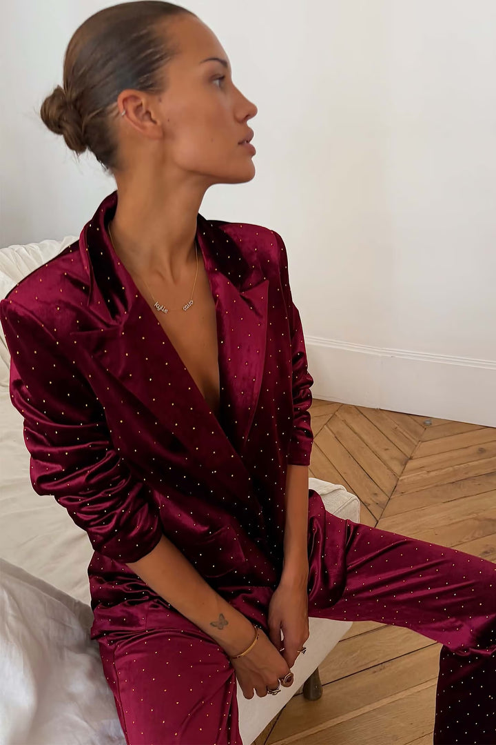 Burgundy Velvet Blazer