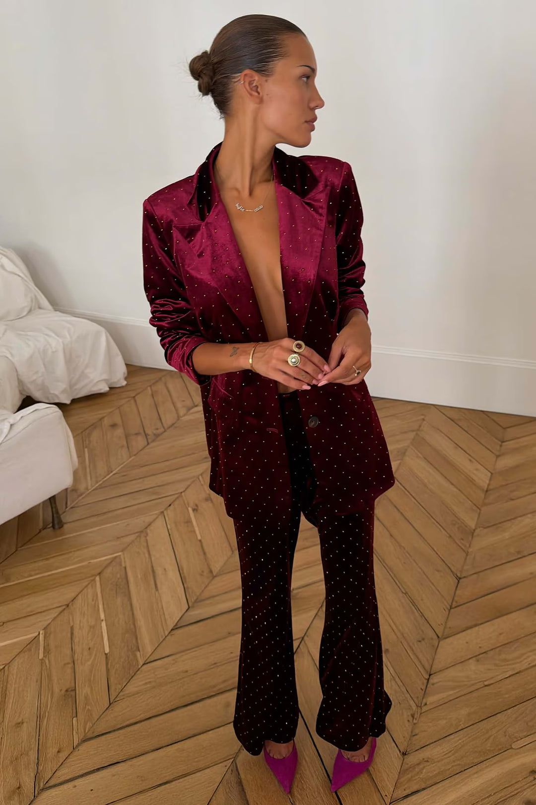 Burgundy Velvet Blazer
