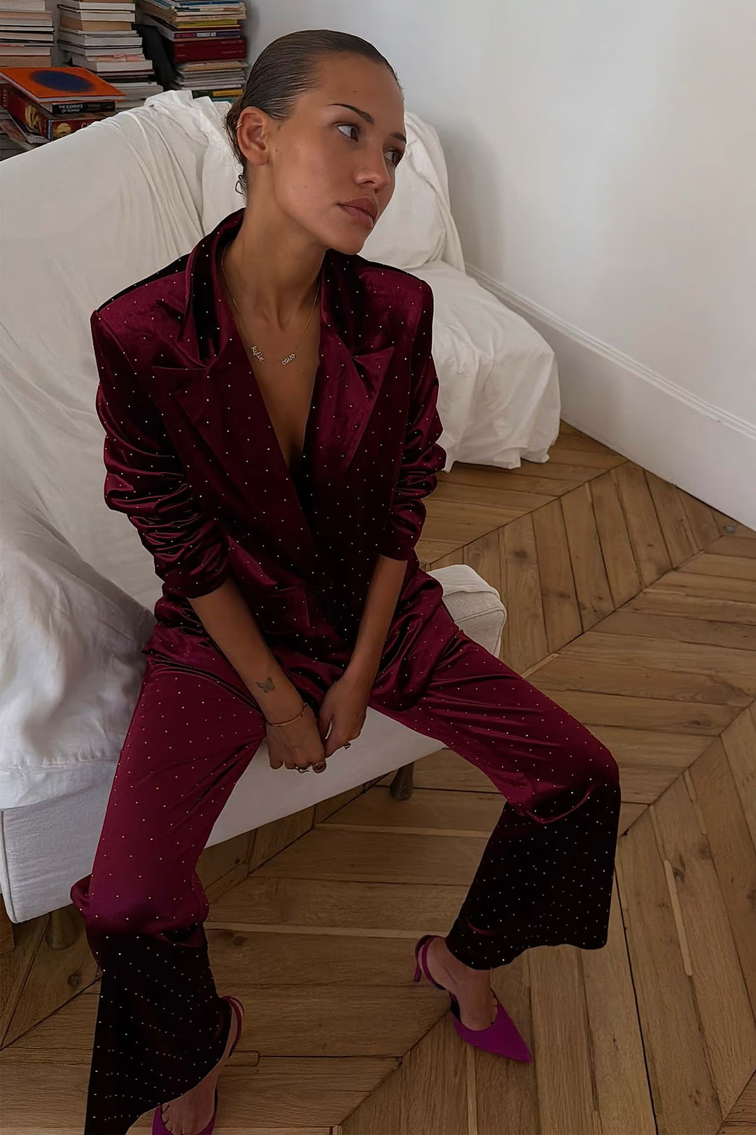 Burgundy Velvet Trousers