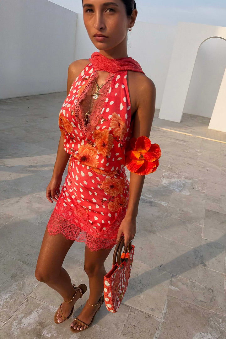 Coral Poppy Mini Skirt