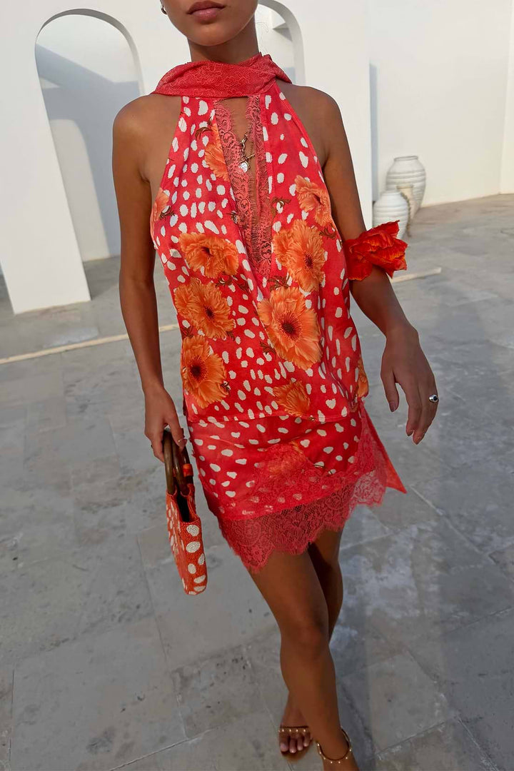 Coral Poppy Lily Top