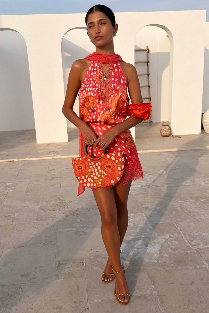 Coral Poppy Lily Top