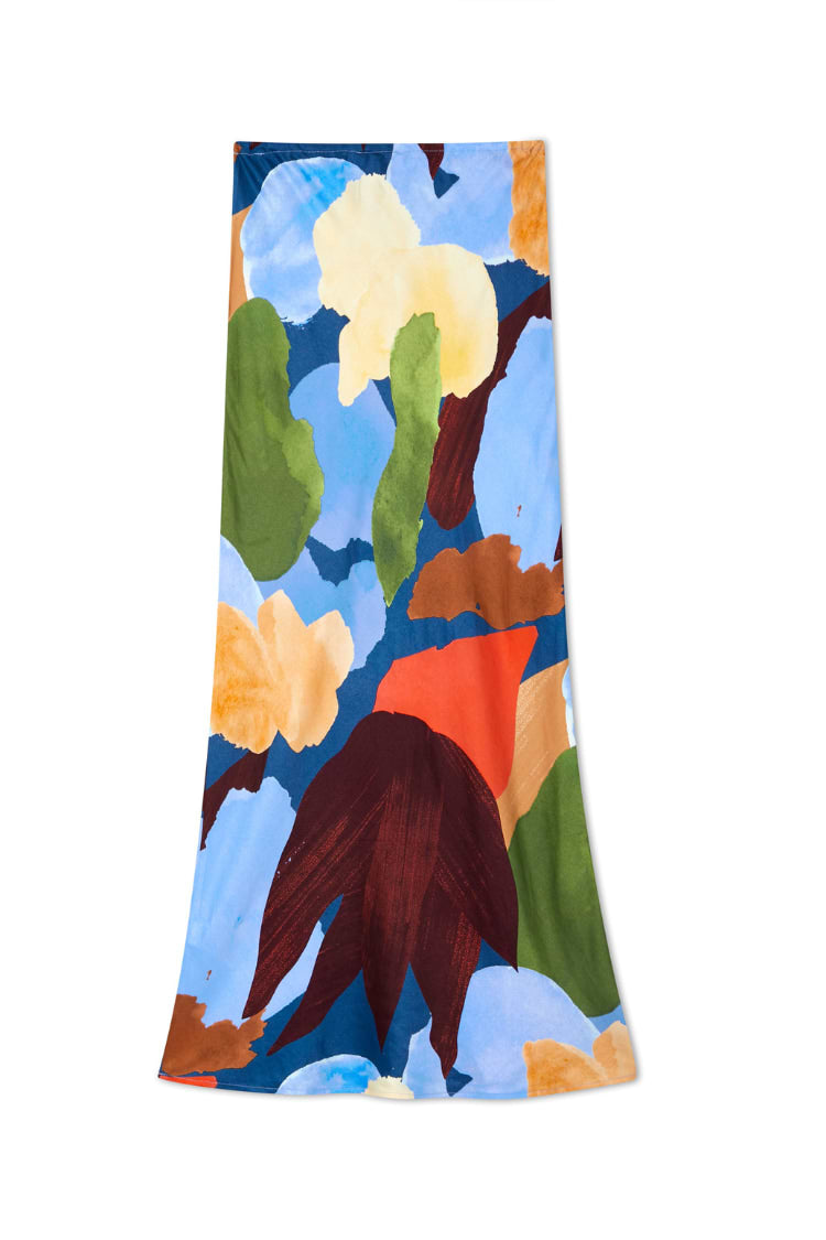 NAVY ABSTRACT DORRIS SKIRT
