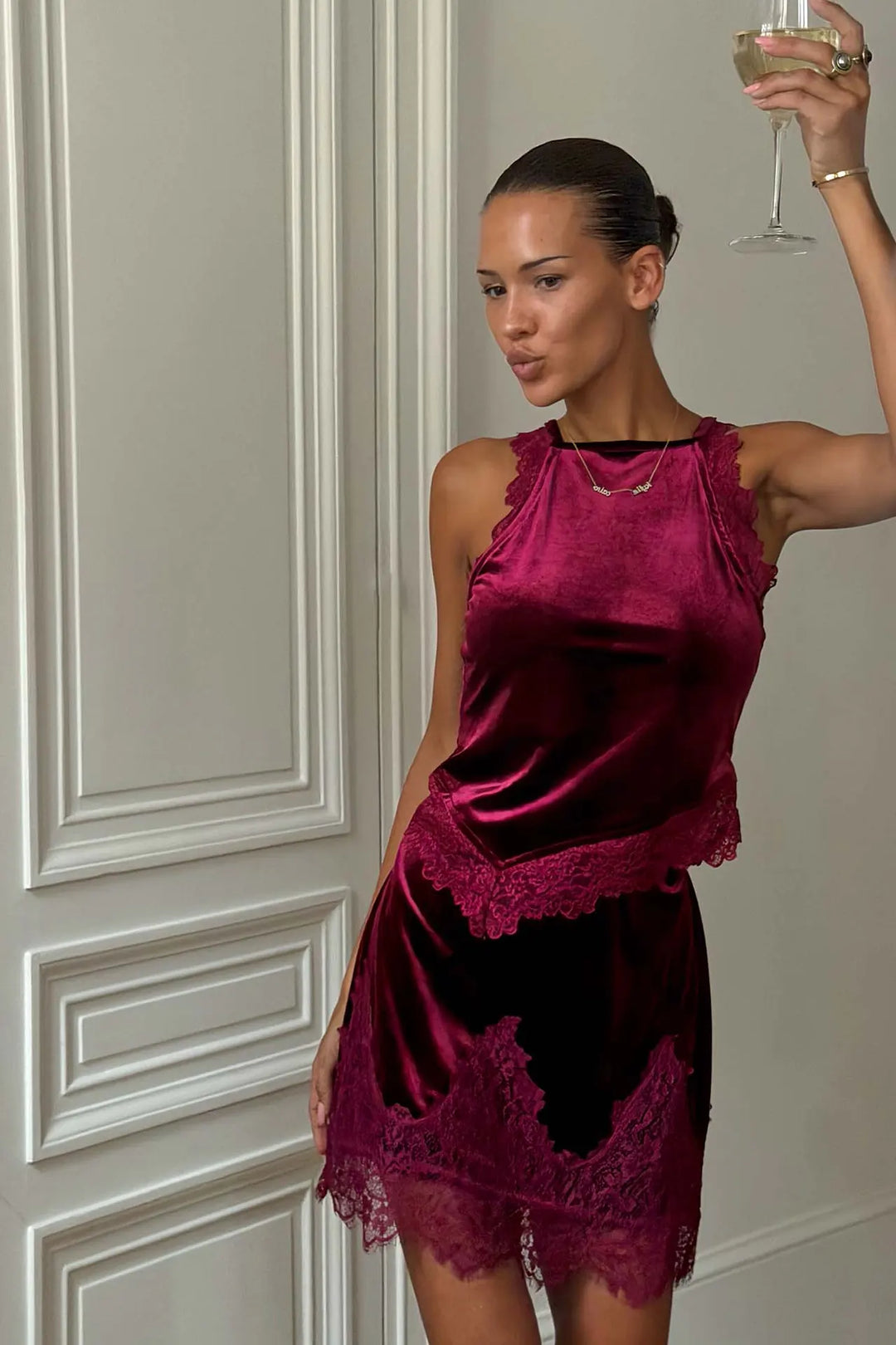 Burgundy Velvet Top