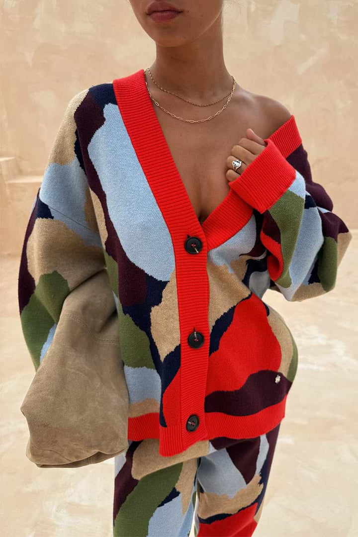 NAVY ABSTRACT CALLIE CARDIGAN