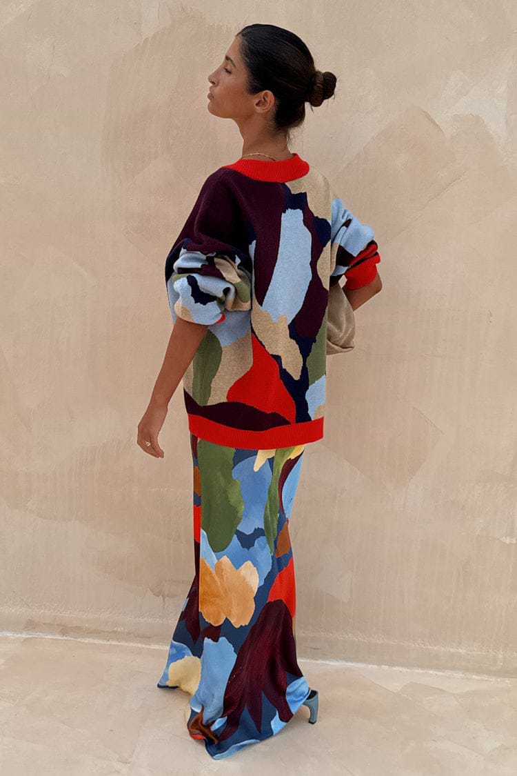 NAVY ABSTRACT CALLIE CARDIGAN