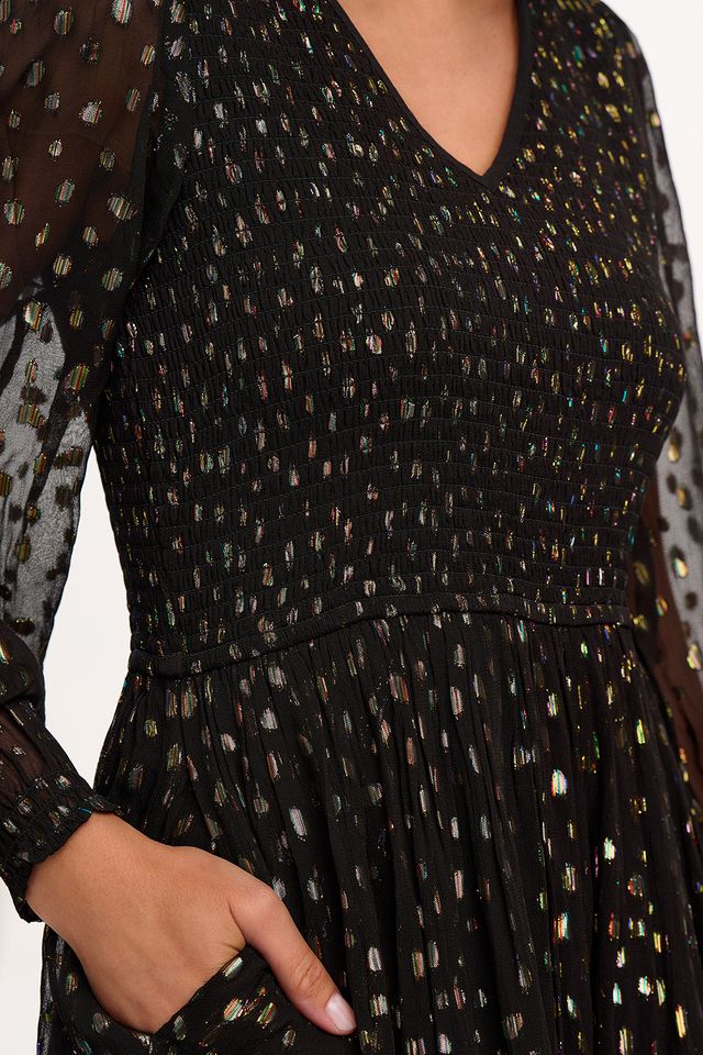 JACQUELINE SHIRRED MIDI DRESS