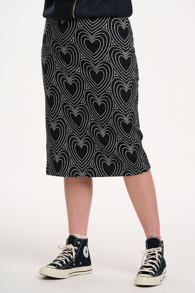 FAITH JERSEY JACQUARD MIDI SKIRT