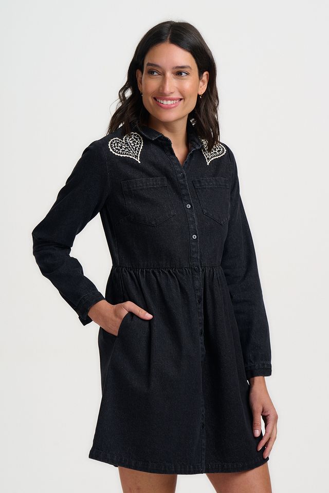 Jamelia Washed Black Smock Dress