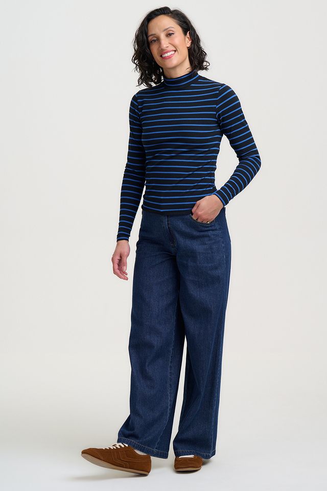 Justina Wide Leg Denim Trousers