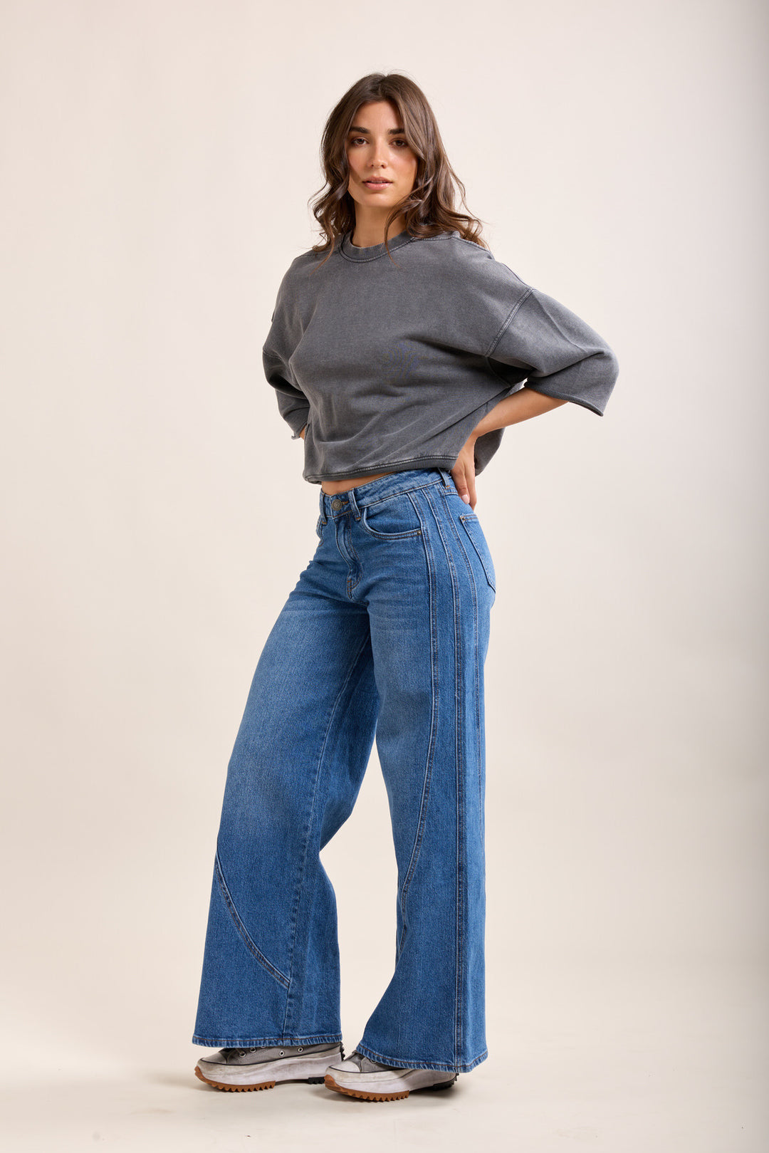 Toxik wide-cut jeans with cutouts