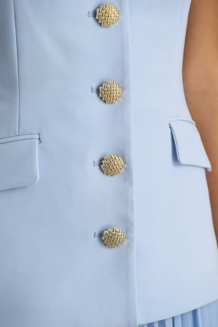 Heavenly Blue Pleated Dress