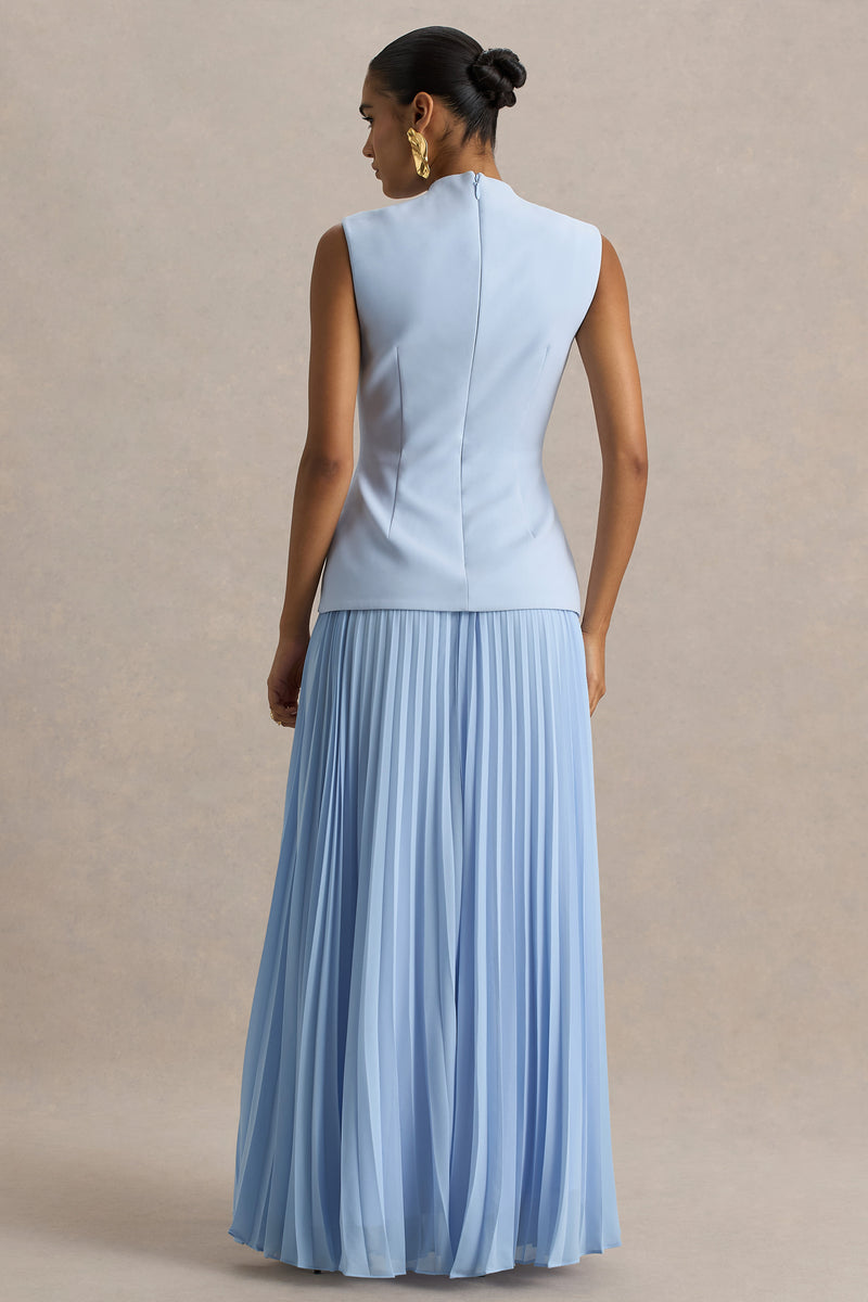 Heavenly Blue Pleated Dress