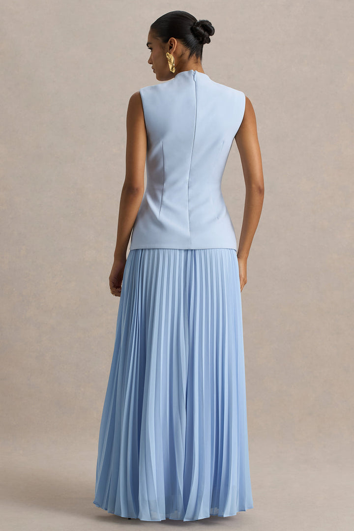 Heavenly Blue Pleated Dress