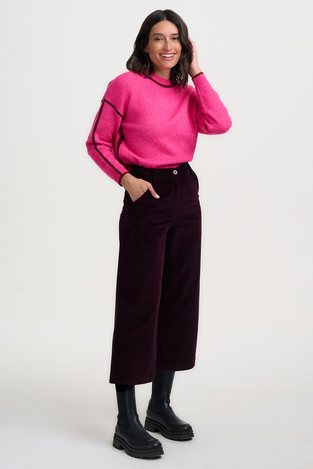 Rozalia Burgundy Trim Jumper